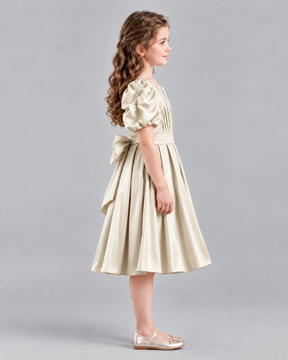 Champagne A-line Girls Formal Dresses Side