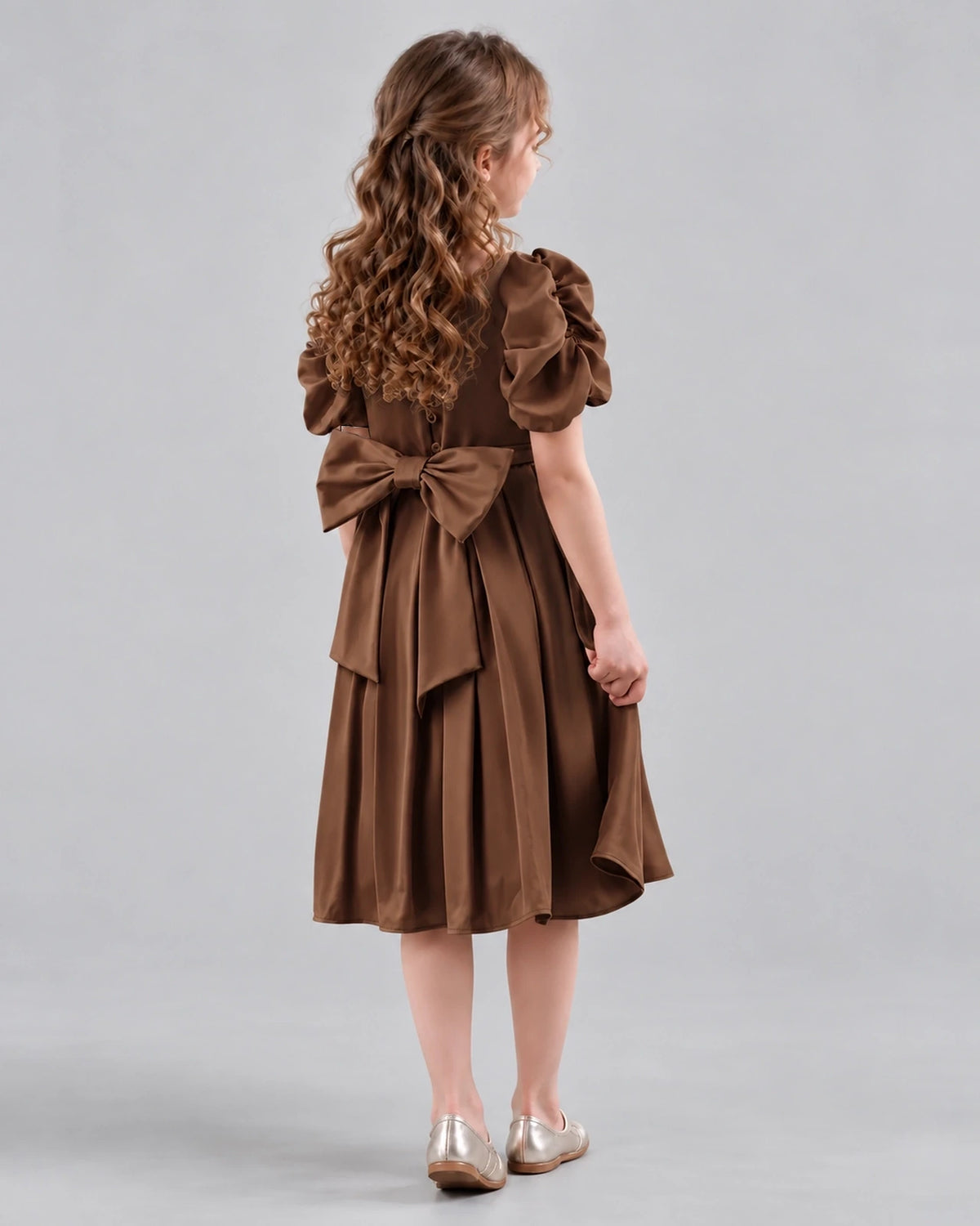 Chocolate A-line Girls Formal Dresses Back