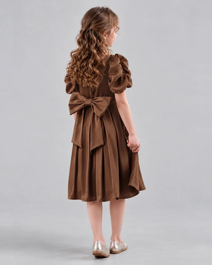 Chocolate A-line Girls Formal Dresses Back