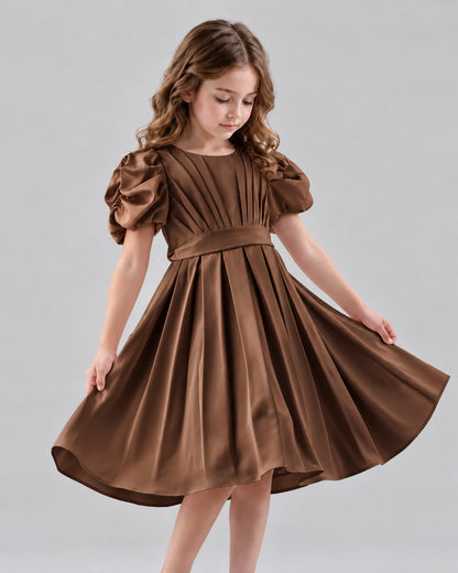 Chocolate A-line Girls Formal Dresses Front