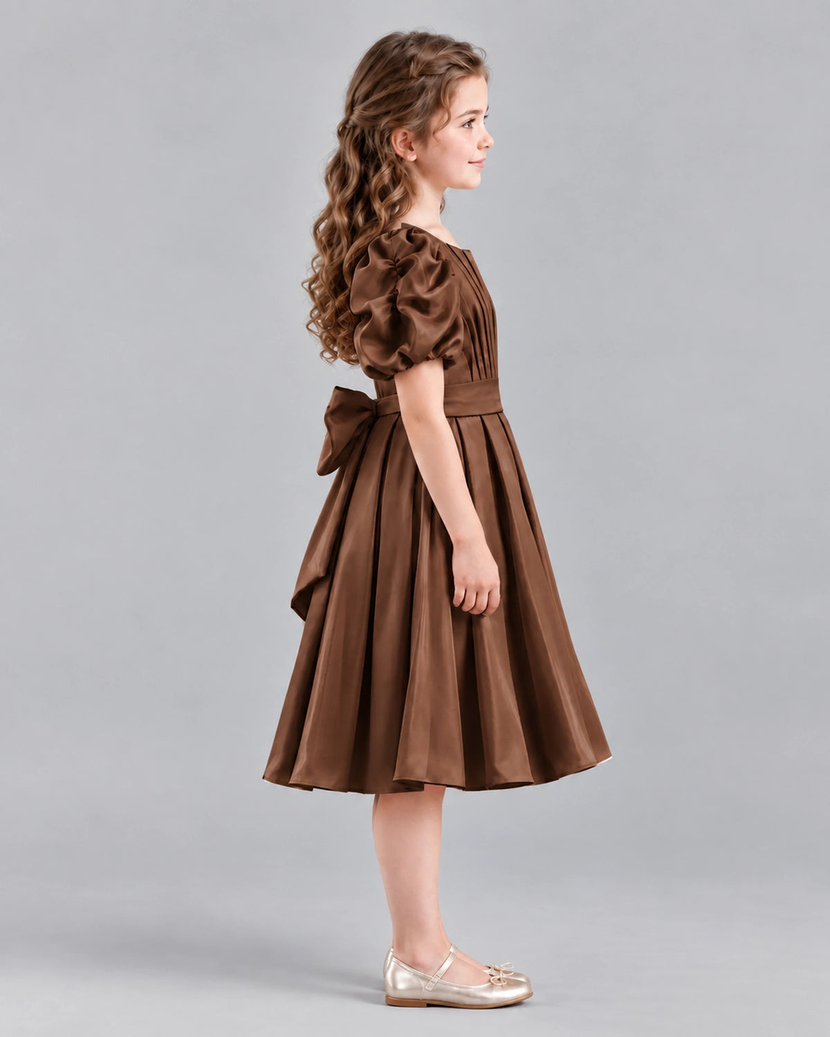 Chocolate A-line Girls Formal Dresses Side