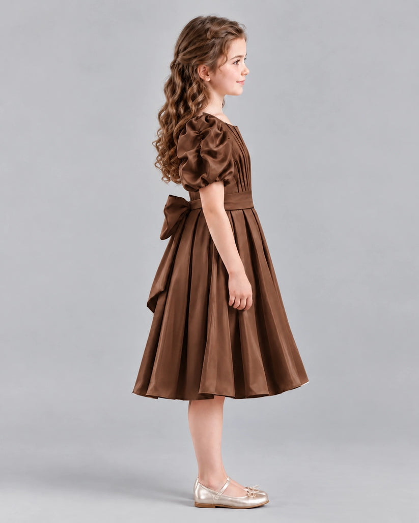Chocolate A-line Girls Formal Dresses Side