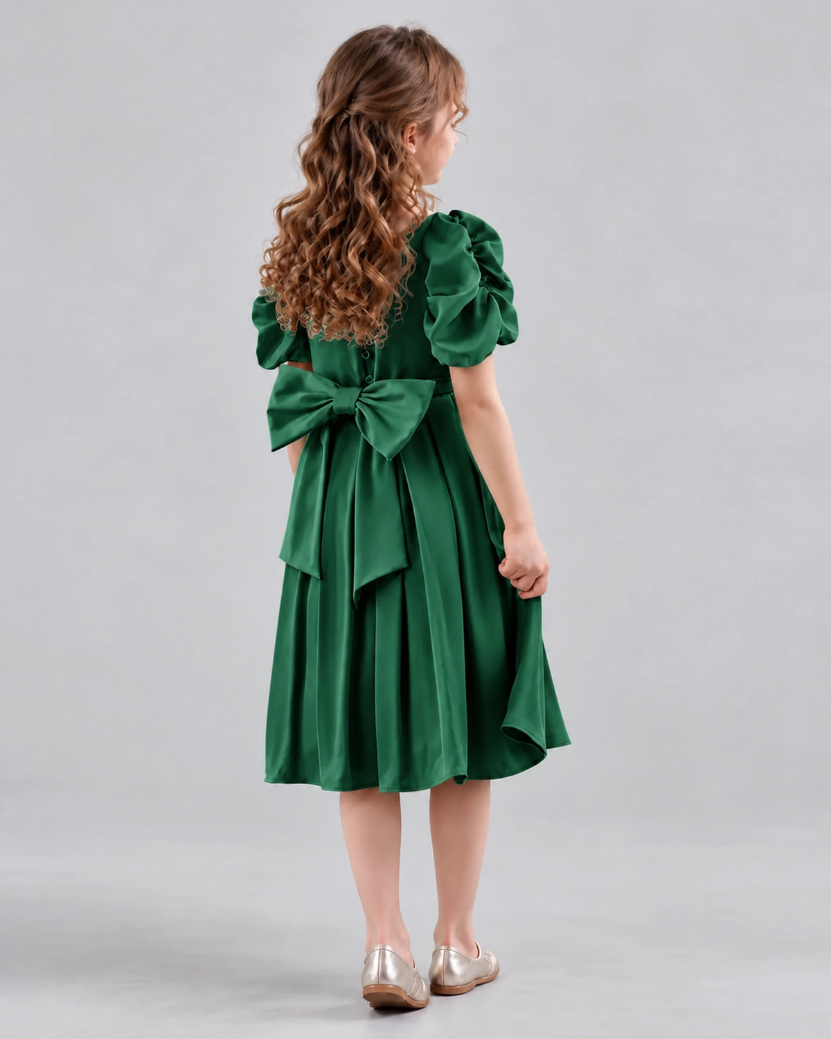 Dark Green A-line Girls Formal Dresses Back