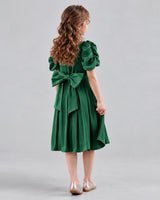 Dark Green A-line Girls Formal Dresses Back