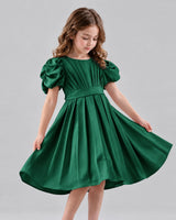 Dark Green A-line Girls Formal Dresses Front