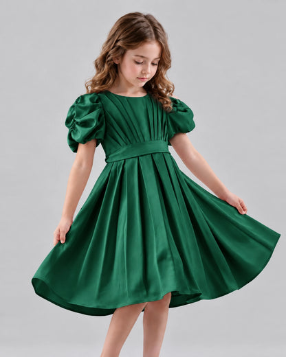 Dark Green A-line Girls Formal Dresses Front