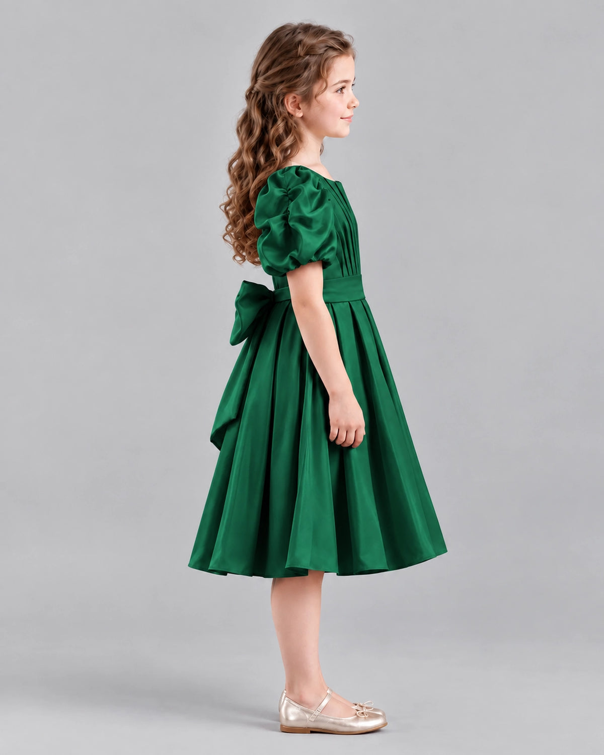 Dark Green A-line Girls Formal Dresses Side