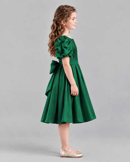 Dark Green A-line Girls Formal Dresses Side