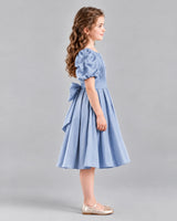 Dusty Blue A-line Girls Formal Dresses Side
