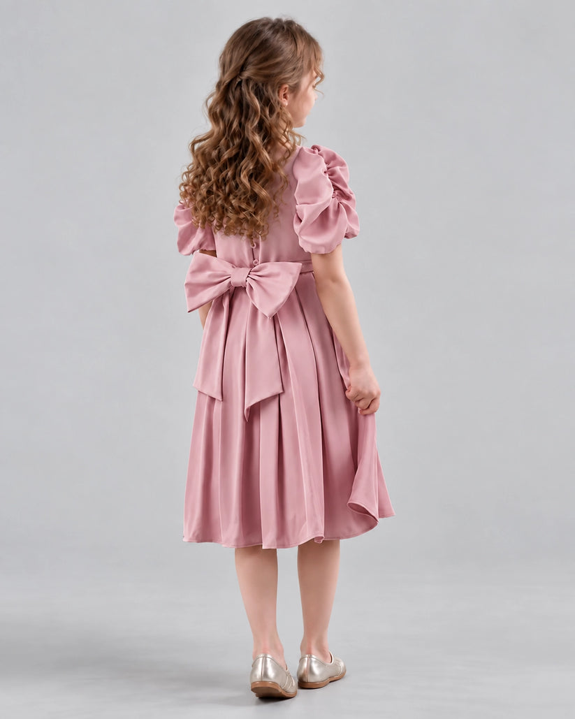 Dusty Rose A-line Girls Formal Dresses Back