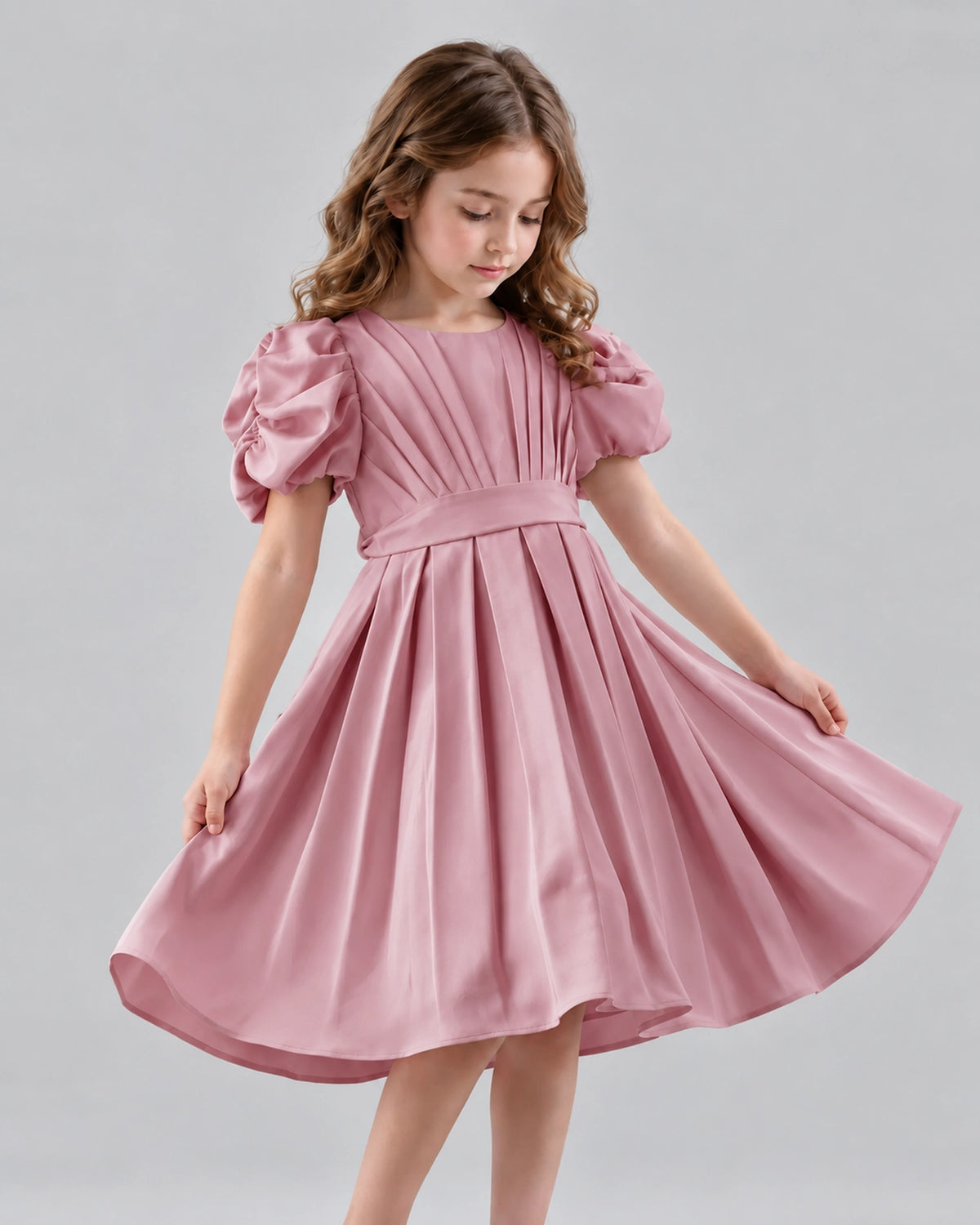 Dusty Rose A-line Girls Formal Dresses Front