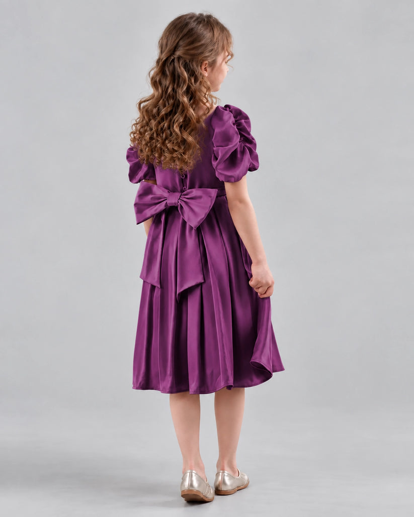 Grape A-line Girls Formal Dresses Back