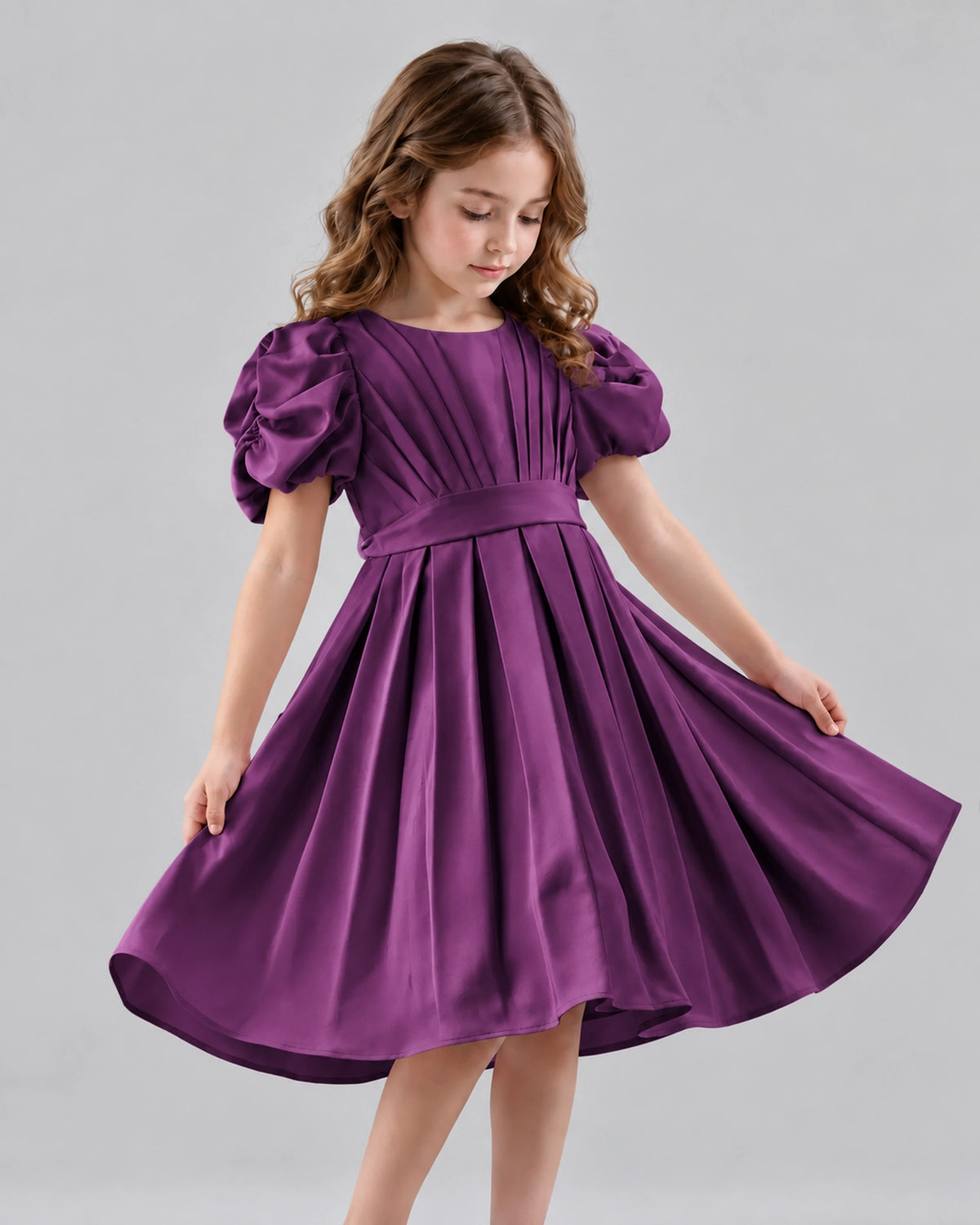 Grape A-line Girls Formal Dresses Front