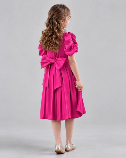 Hot Pink A-line Girls Formal Dresses Back