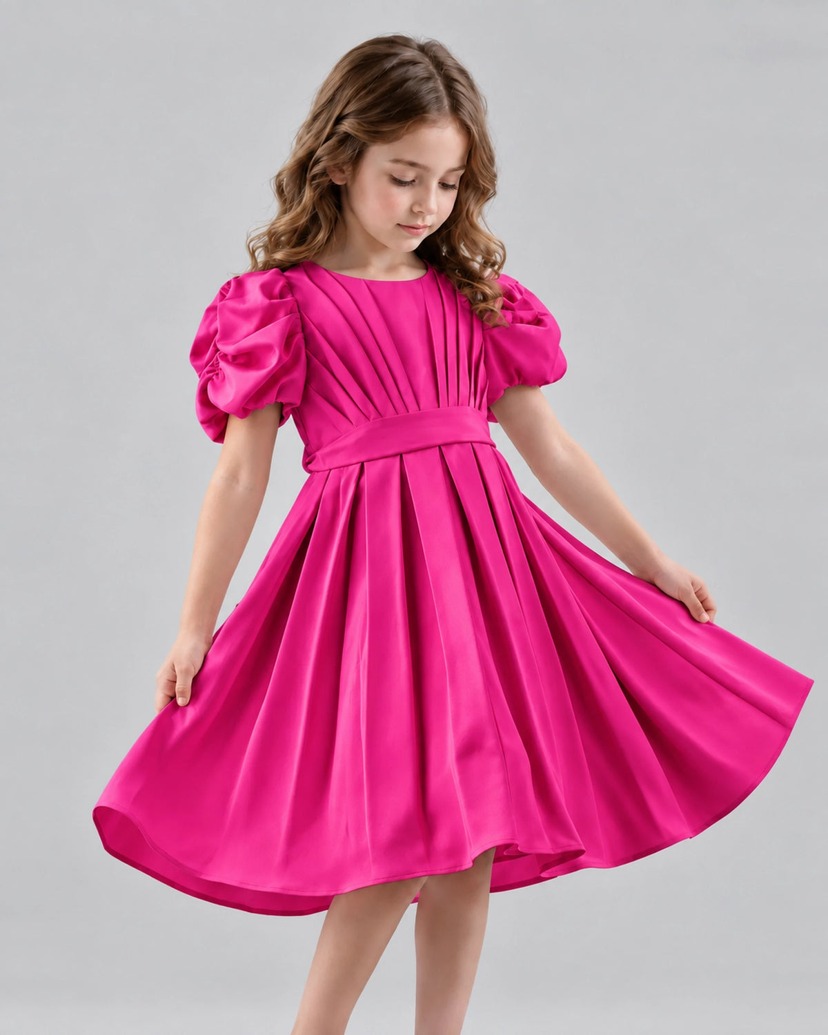 Hot Pink A-line Girls Formal Dresses Front