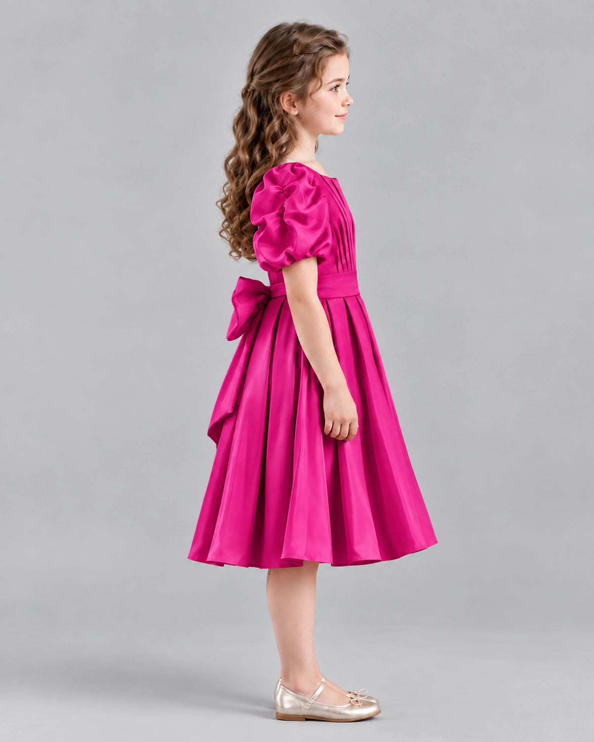 Hot Pink A-line Girls Formal Dresses Side