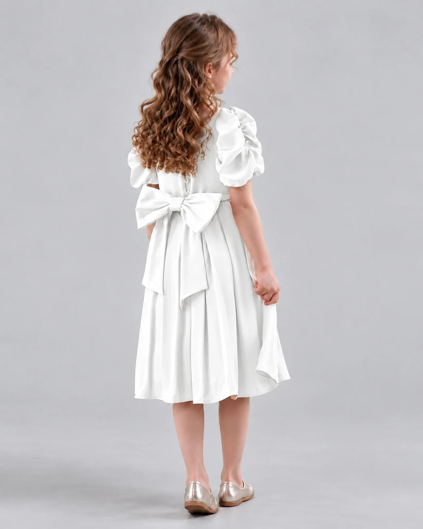 Ivory A-line Girls Formal Dresses Back
