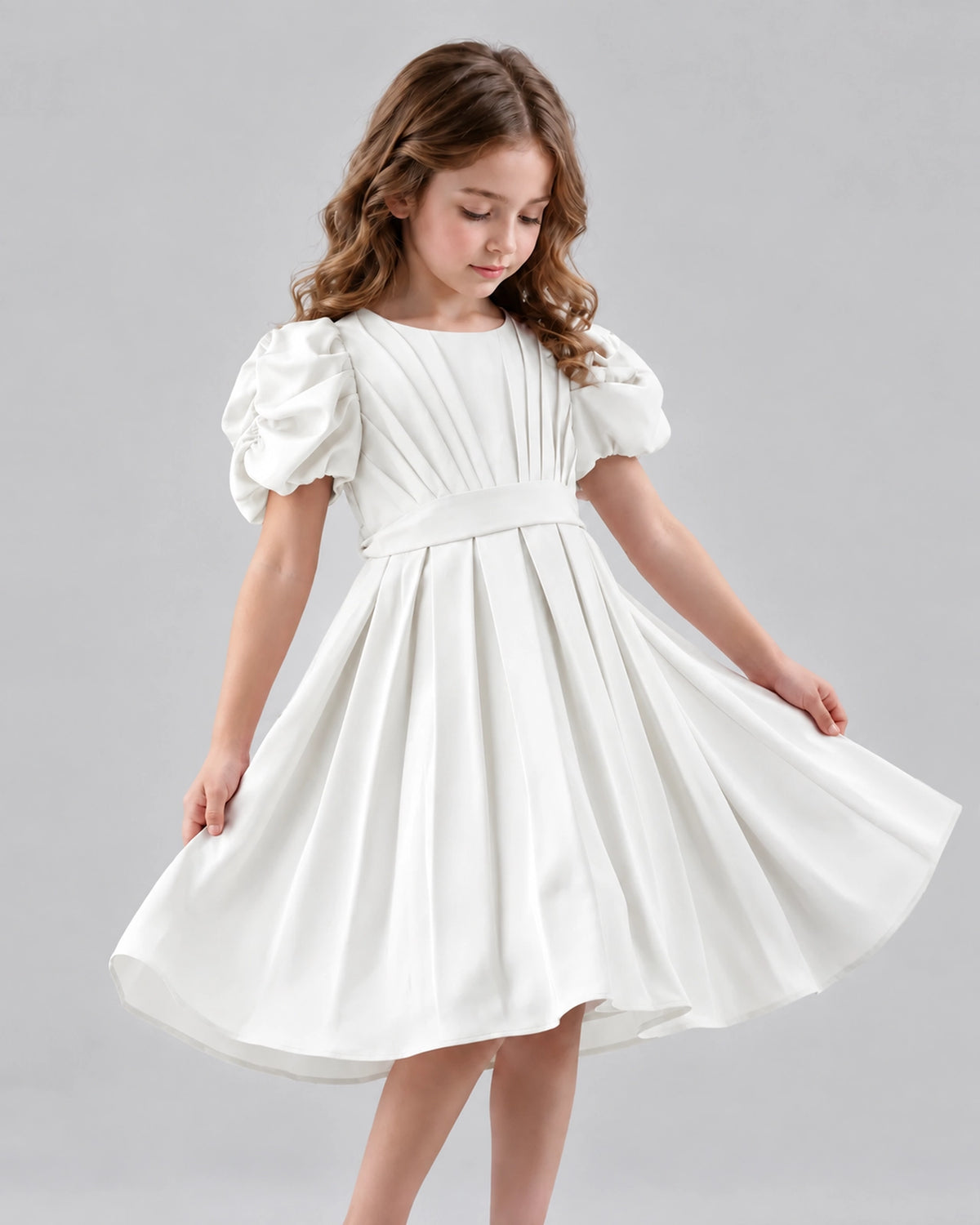 Ivory A-line Girls Formal Dresses Front