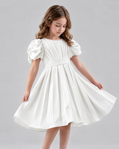 Ivory A-line Girls Formal Dresses Front