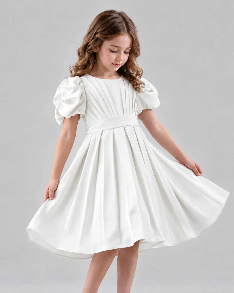 Ivory A-line Girls Formal Dresses Front