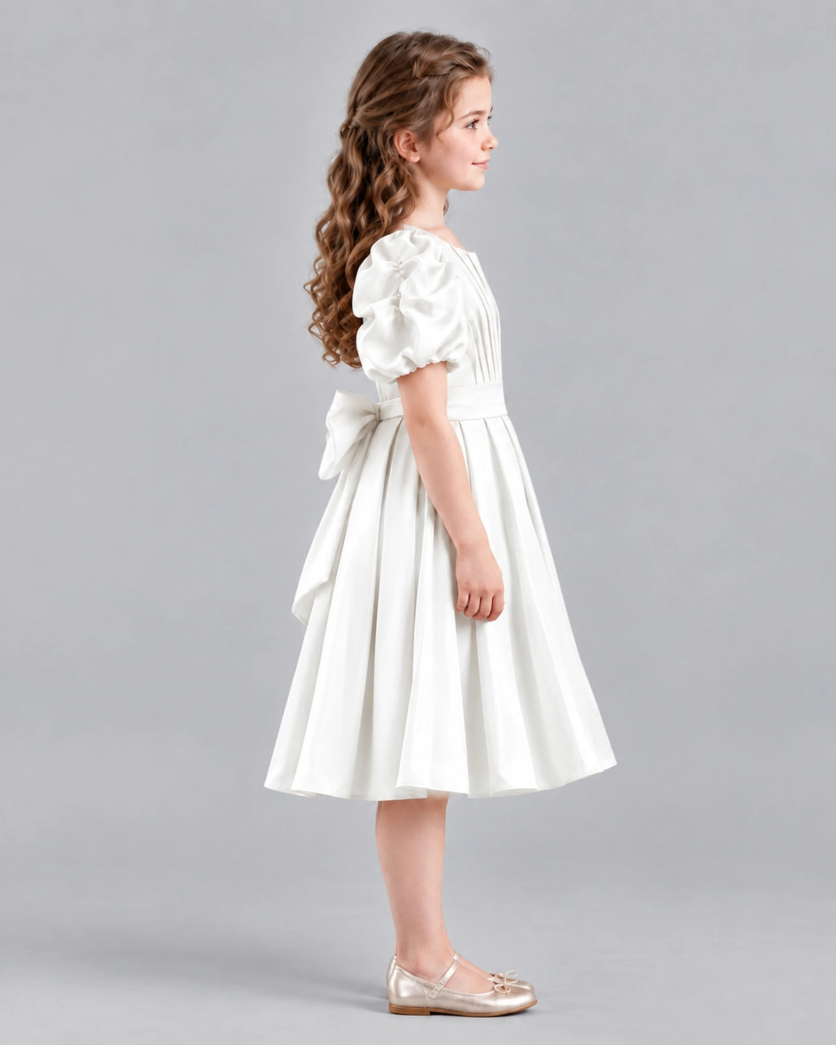 Ivory A-line Girls Formal Dresses Side