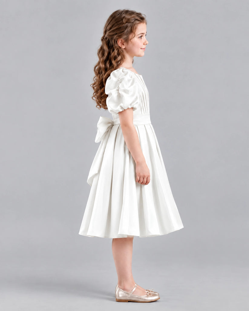 Ivory A-line Girls Formal Dresses Side