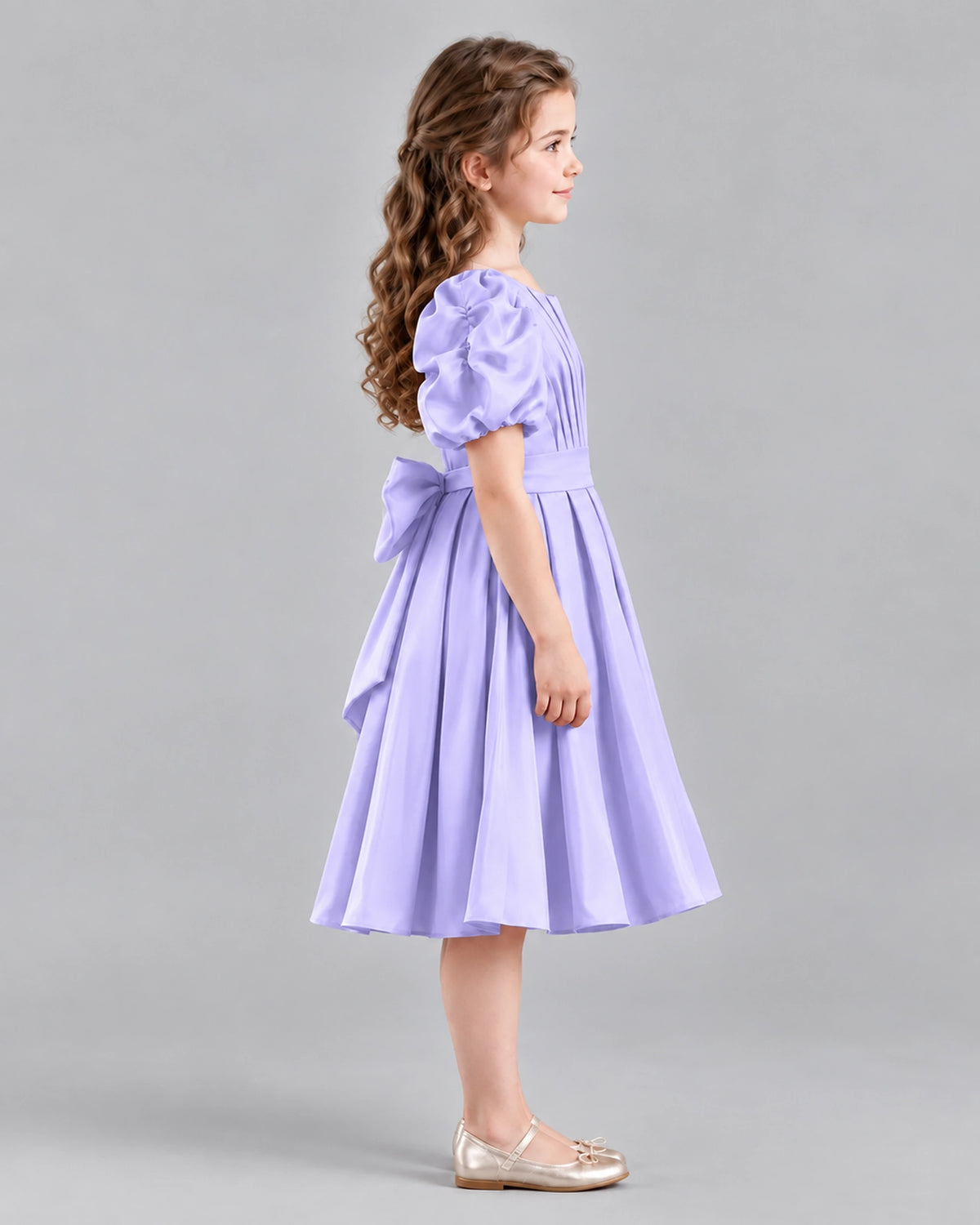 Lavender A-line Girls Formal Dresses Side