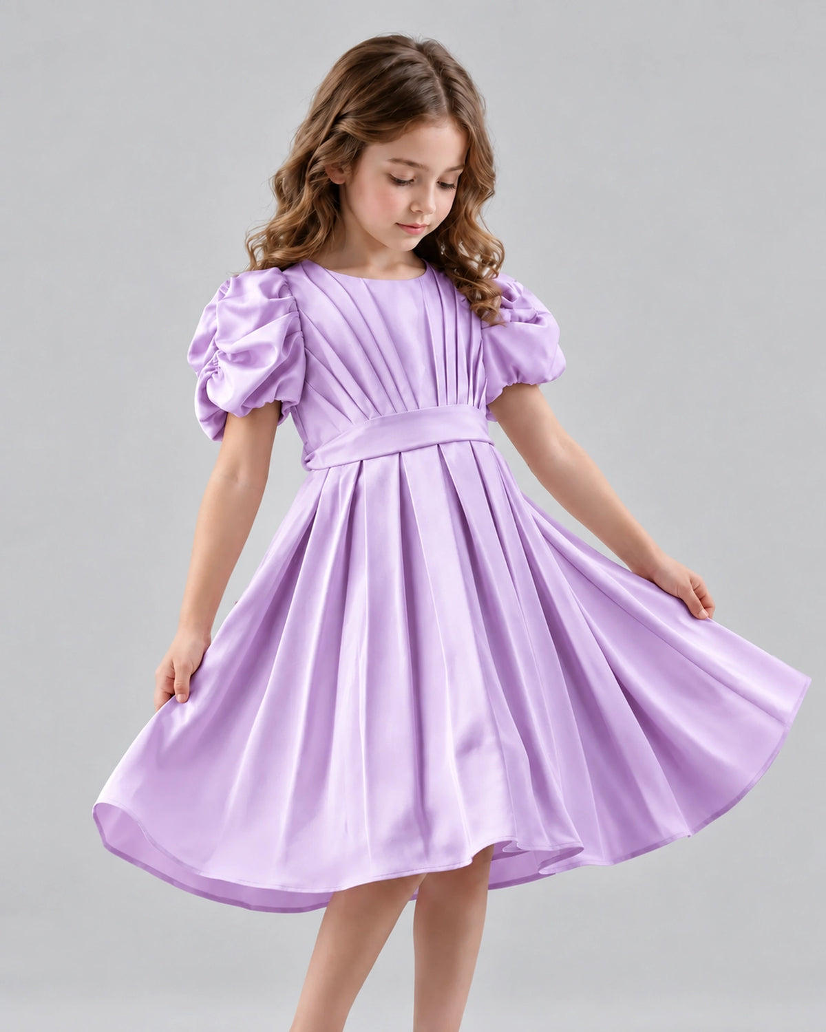 Lilac A-line Girls Formal Dresses Front