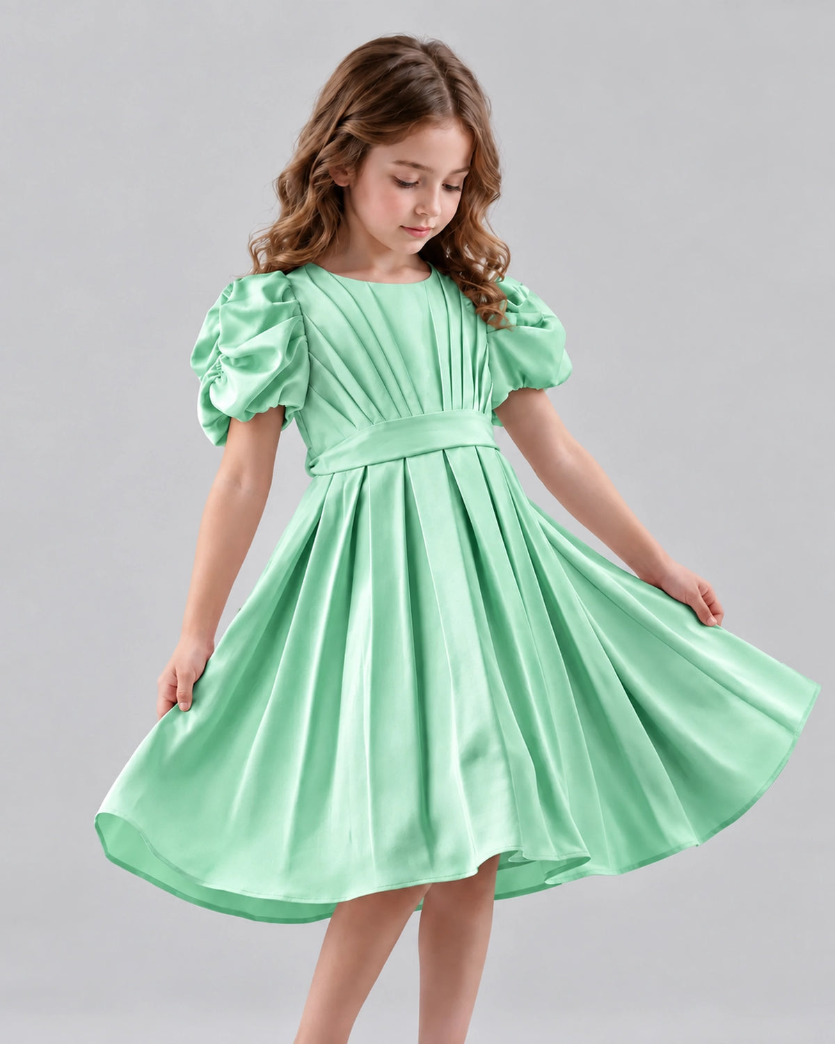 Mint Green A-line Girls Formal Dresses Front