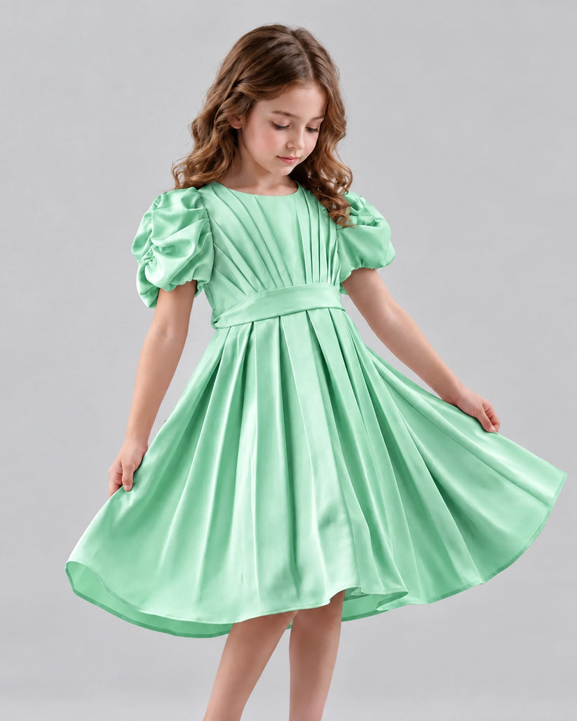 Mint Green A-line Girls Formal Dresses Front