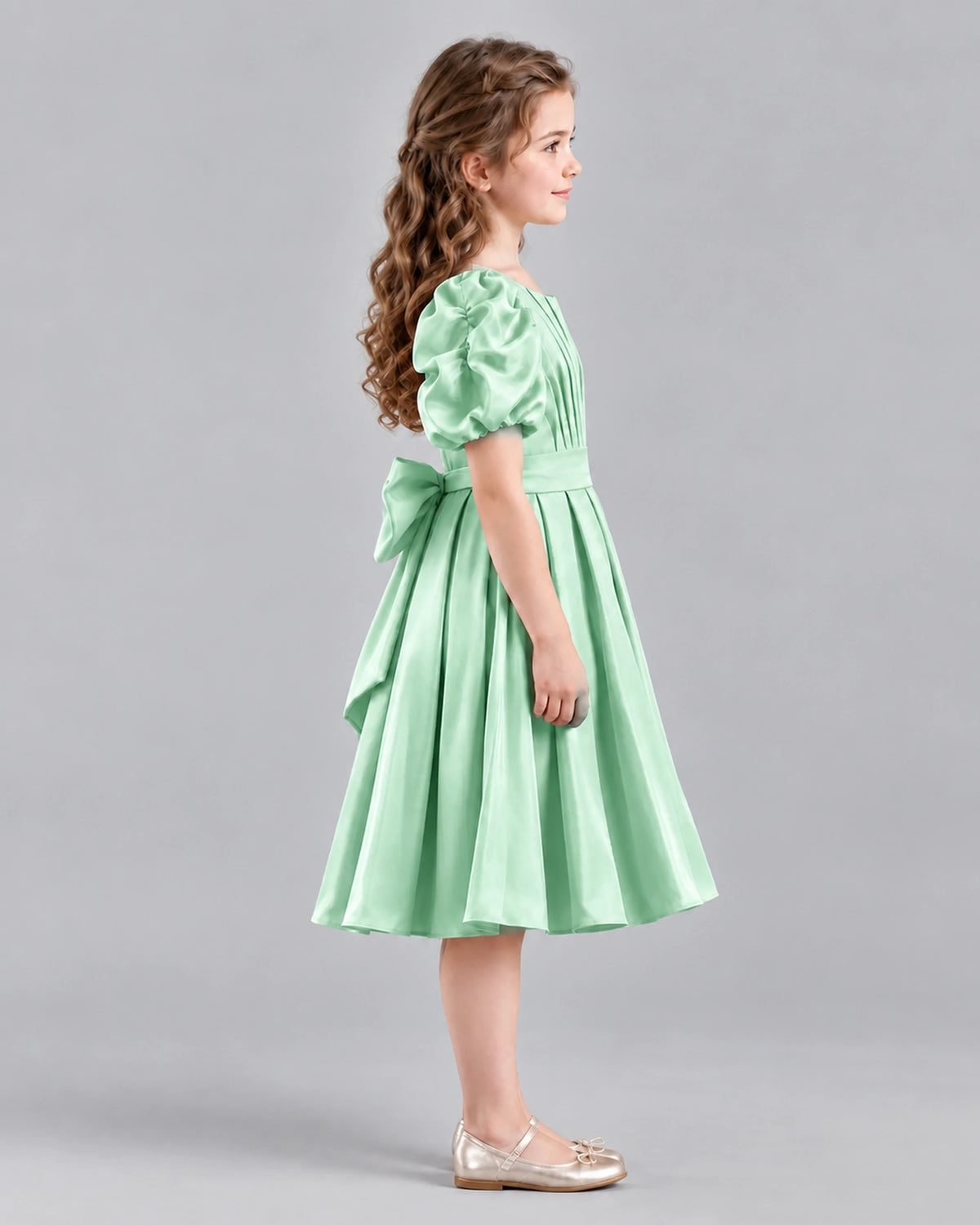 Mint Green A-line Girls Formal Dresses Side