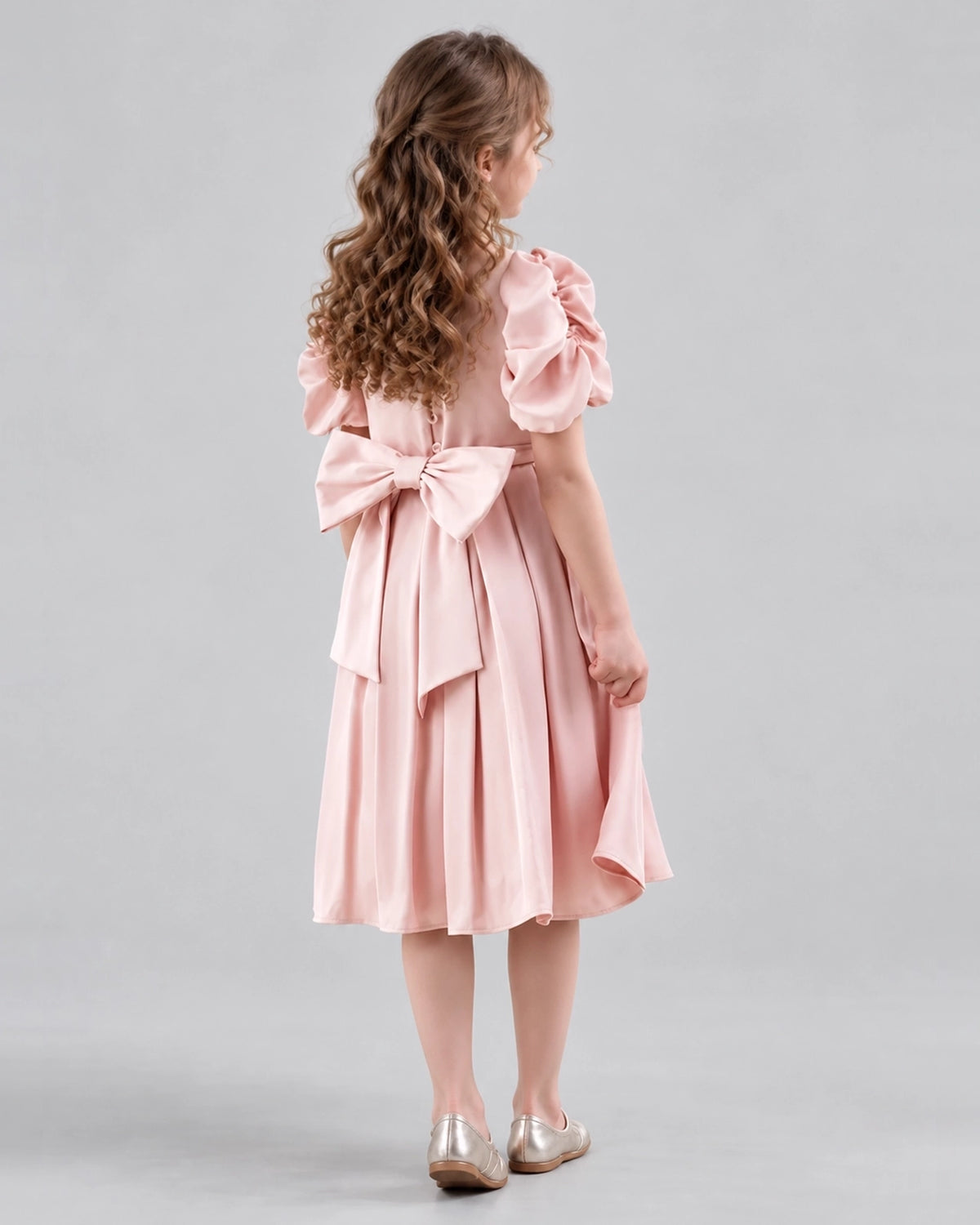 Pink A-line Girls Formal Dresses Back