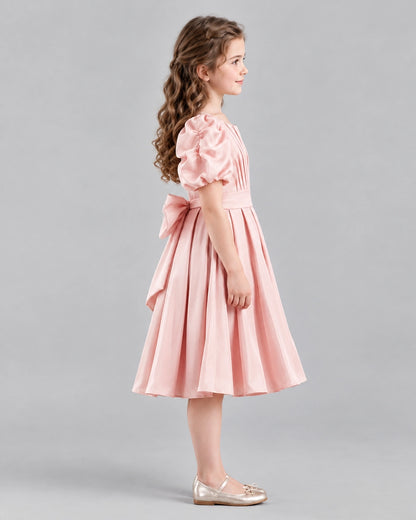 Pink A-line Girls Formal Dresses Side