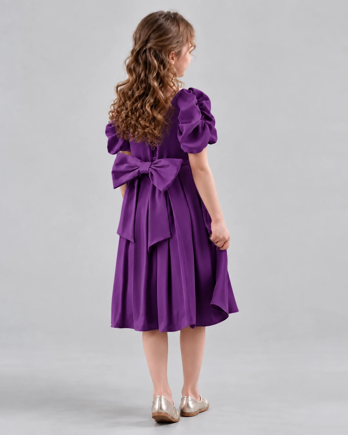 Purple A-line Girls Formal Dresses Back