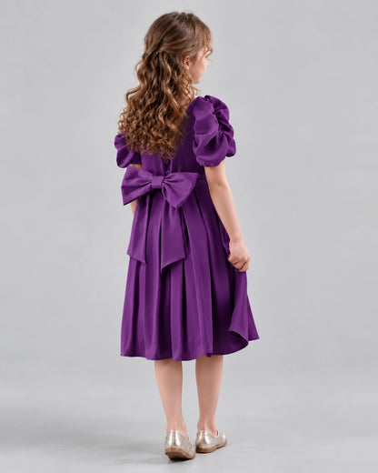 Purple A-line Girls Formal Dresses Back