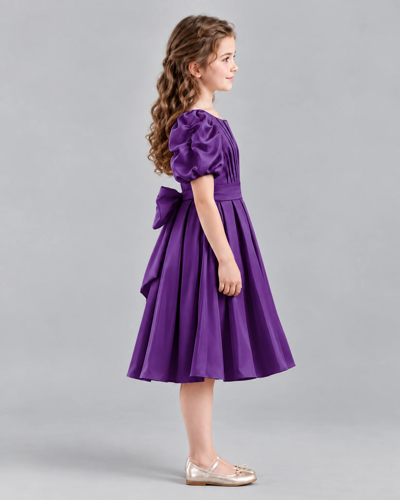Purple A-line Girls Formal Dresses Side