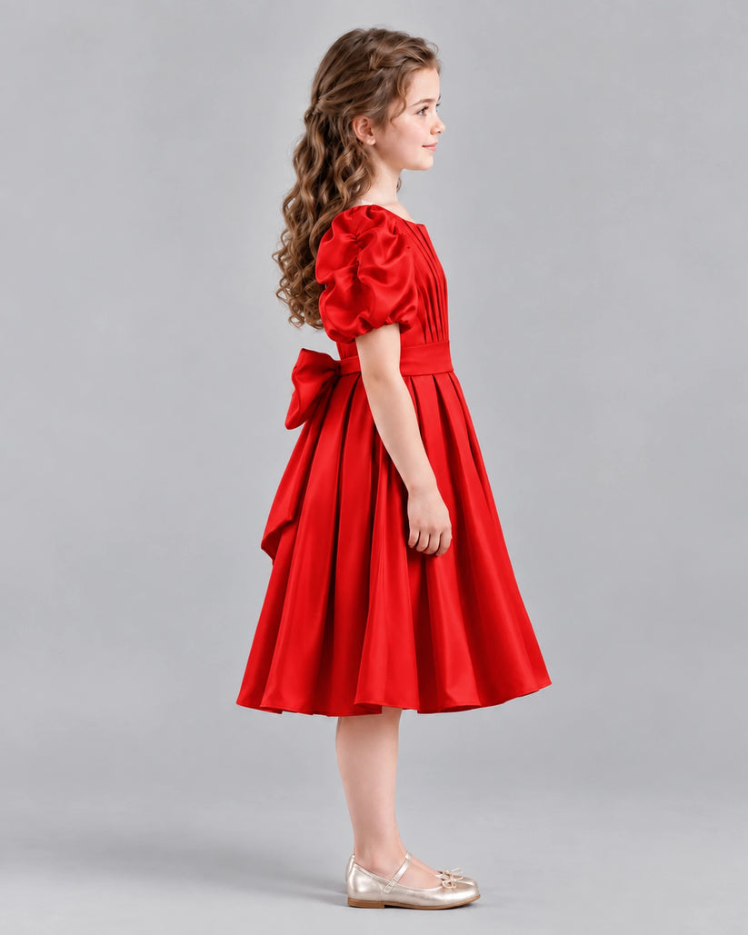 Red A-line Girls Formal Dresses Side