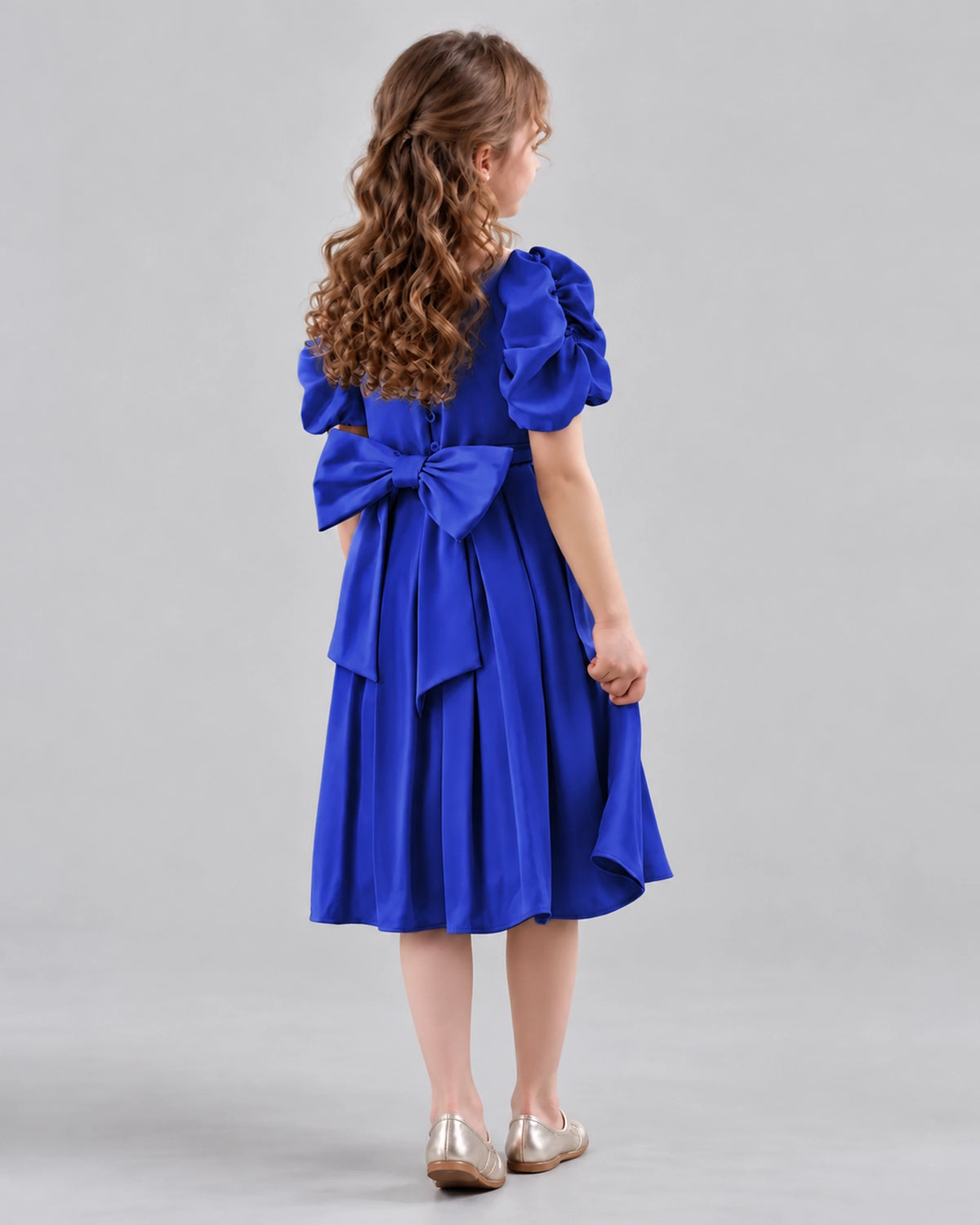 Royal Blue A-line Girls Formal Dresses Back