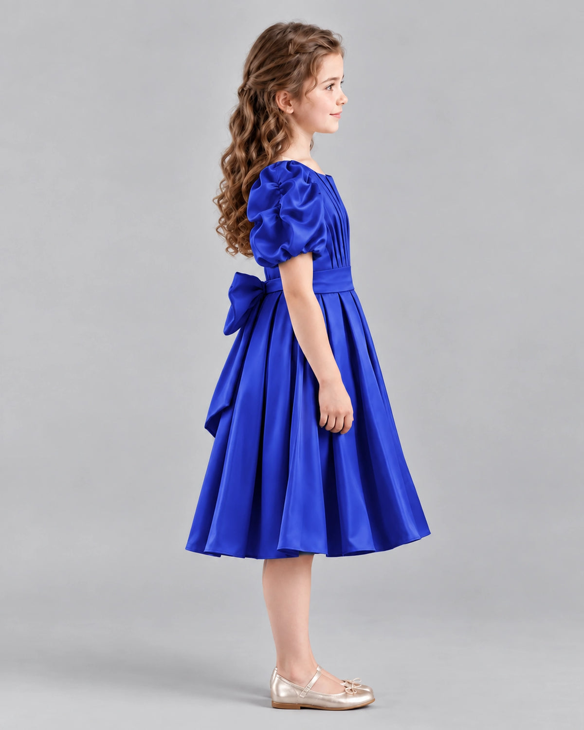 Royal Blue A-line Girls Formal Dresses Side