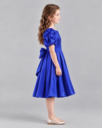 Royal Blue A-line Girls Formal Dresses Side