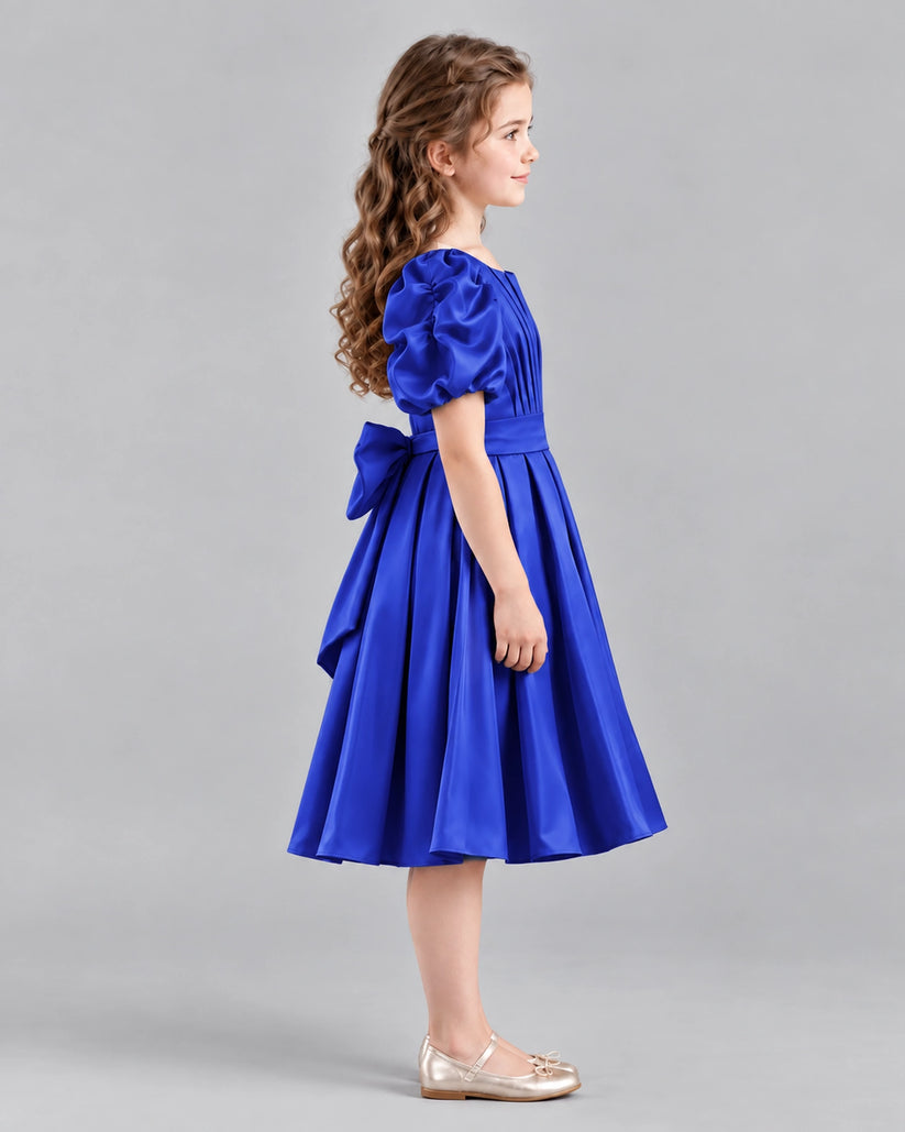 Royal Blue A-line Girls Formal Dresses Side