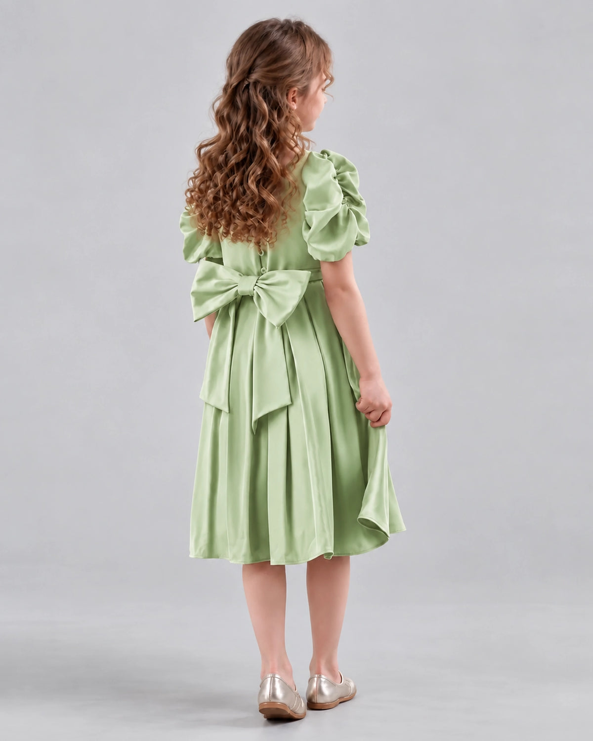 Sage Green A-line Girls Formal Dresses Back