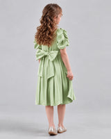 Sage Green A-line Girls Formal Dresses Back