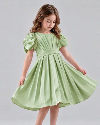 Sage Green A-line Girls Formal Dresses Front