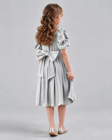 Silver A-line Girls Formal Dresses Back