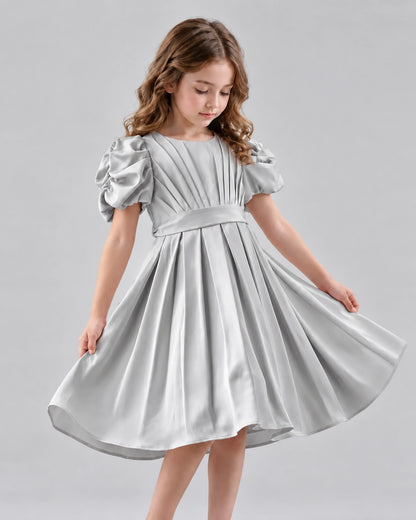 Silver A-line Girls Formal Dresses Front