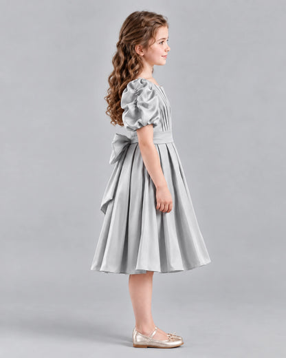 Silver A-line Girls Formal Dresses Side