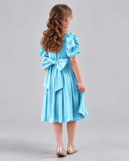 Sky Blue A-line Girls Formal Dresses Back