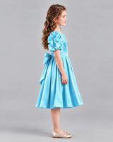 Sky Blue A-line Girls Formal Dresses Side