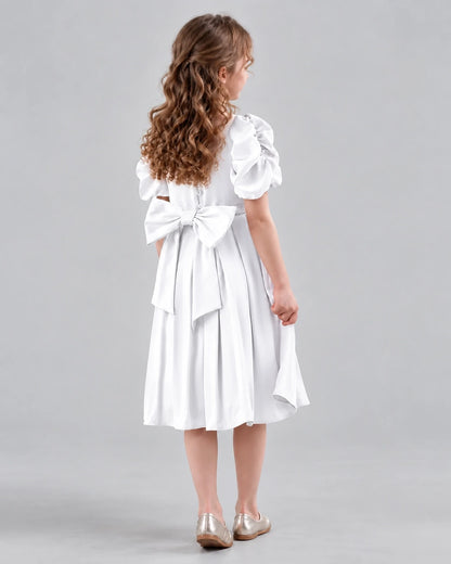 White A-line Girls Formal Dresses Back